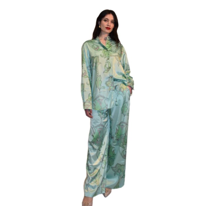 Camicia di raso in viscosa stampata