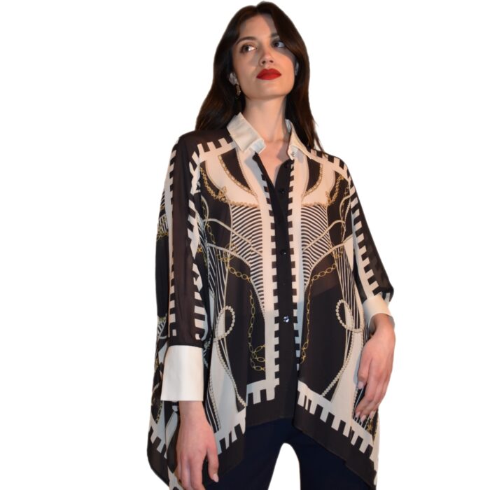 Camicia in chiffon Stampa catene e perle LAFTY LIE