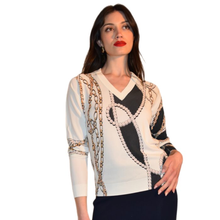 Maglia In viscosa Stampa catene e perle LAFTY LIE