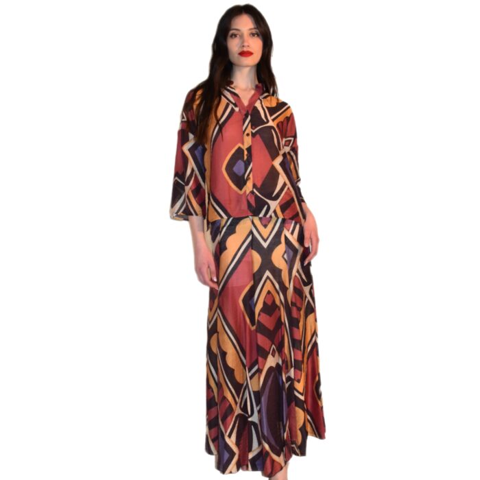 Camicia in misto lino stampa etnica ANITIE'