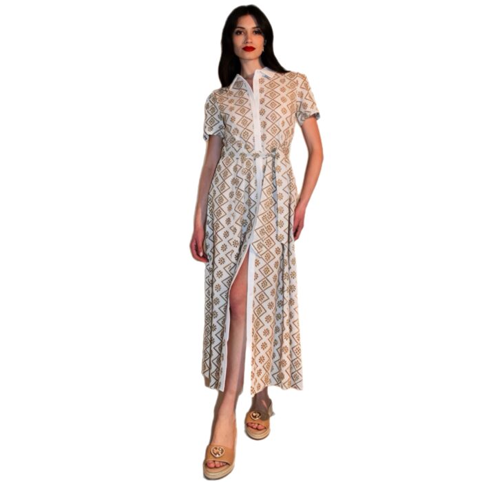 Abito chemisier bianco in cotone ricamato Z.O.E.