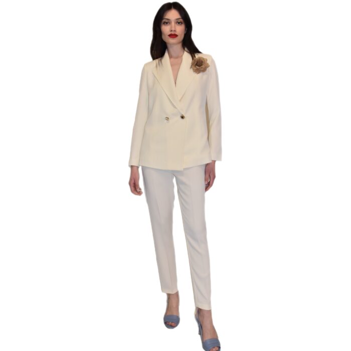 Tailleur a doppiopetto in cady dettaglio fiore LAFTY LIE