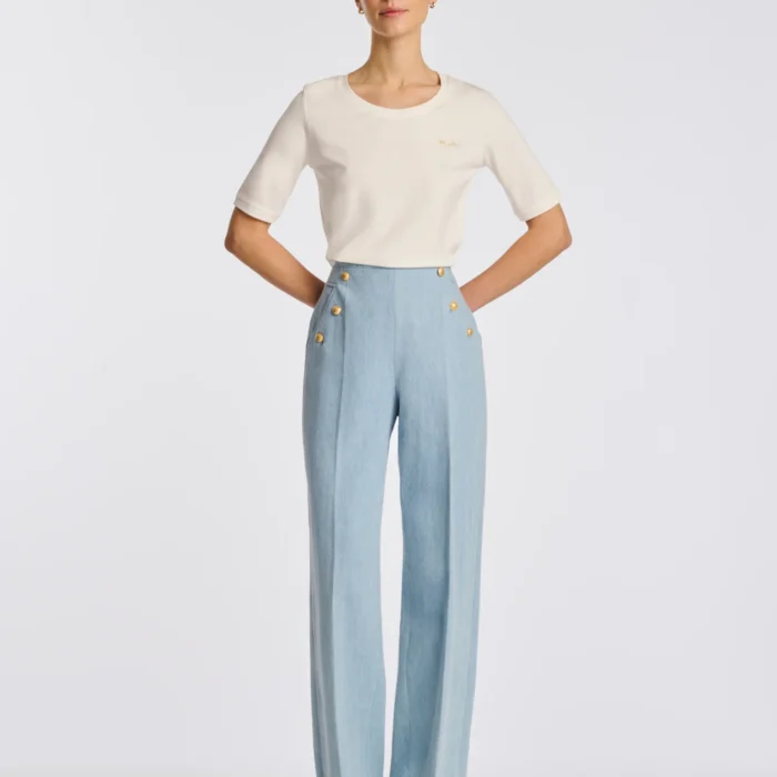 Jeans largo a vita alta con bottoni WEILL PARIS