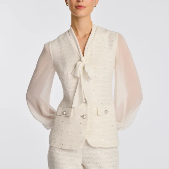 Camicia con fiocco a doppio materiale WEILL PARIS