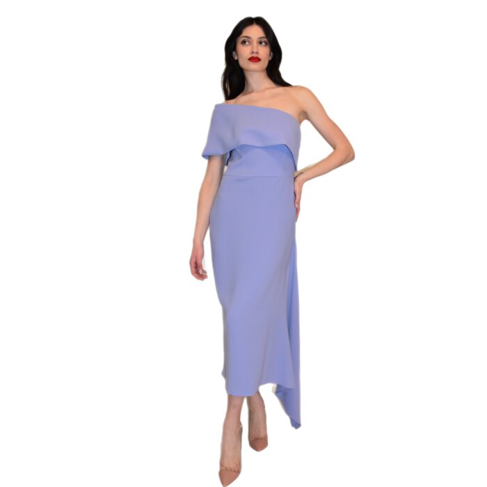 Abito lungo in cady con scollo asimmetrico ALBA CONDE