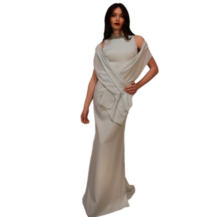 Abito lungo con scollatura impreziosito da cristalli META 4