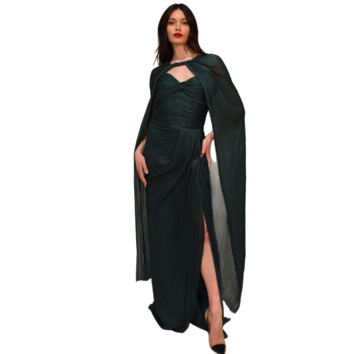 Abito bustier lungo plissè in chiffon lucido  META 4