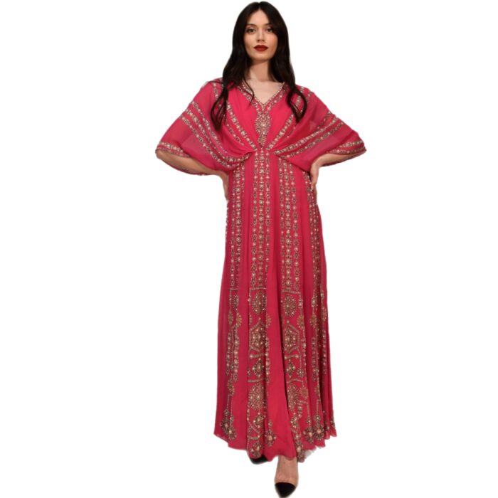 Abito lungo in chiffon di seta stampa catene MIAU