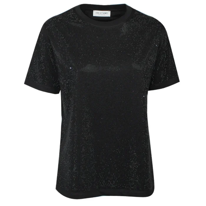 T-shirt di cotone con applicazioni full strass ODI ET AMO