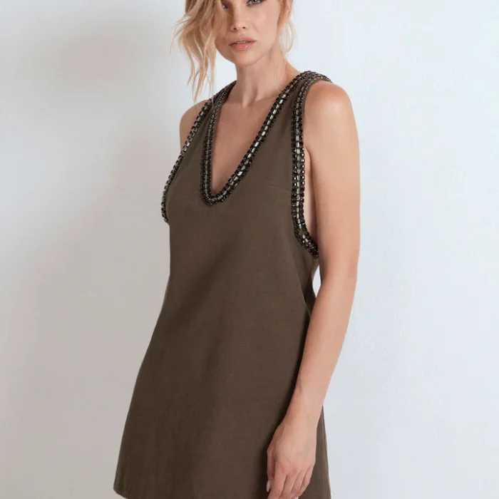 Salopette in denim con cristalli ODI ET AMO