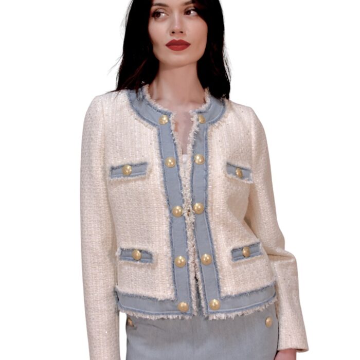 Giacca in tweed bianca e denim WEILL PARIS