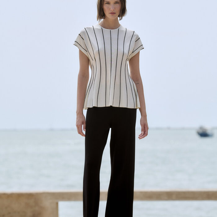 Pantaloni dritti neri in maglia compatta SITA MURT