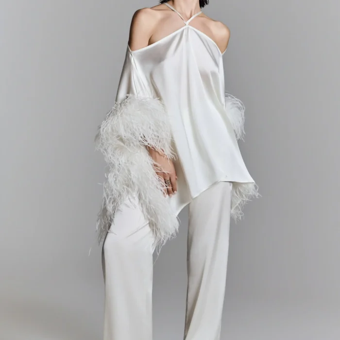 Completo pantalone con blusa dettaglio piume ATELIER LEGORA