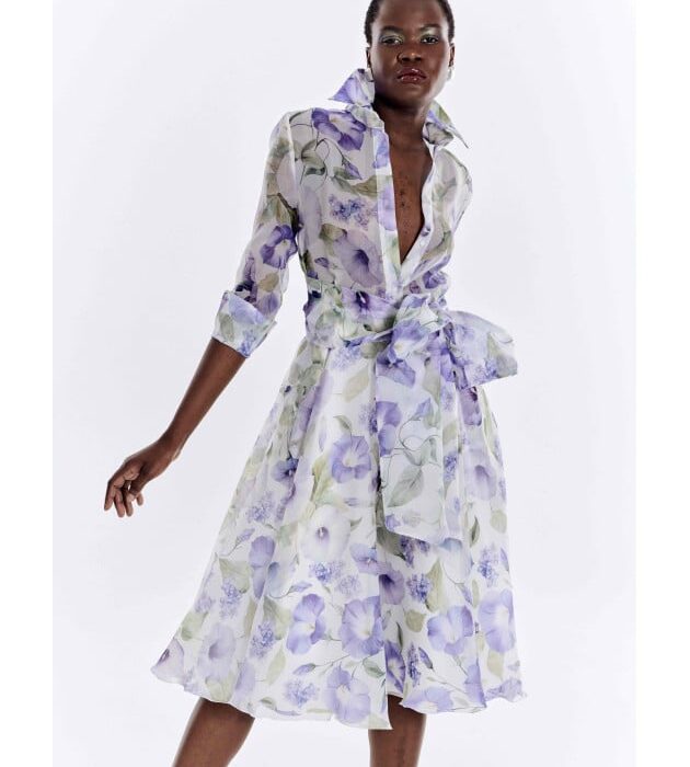 Abito chemisier in organza stampa peonie ATELIER LEGORA