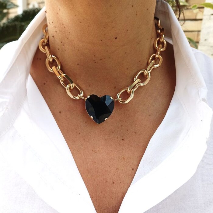 Collana Choker Corazon cuore nero ALEVA' BIJOUX