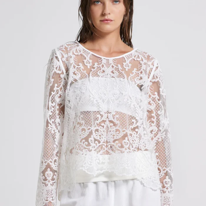 Blusa in pizzo a maniche lunghe MAURIZIO