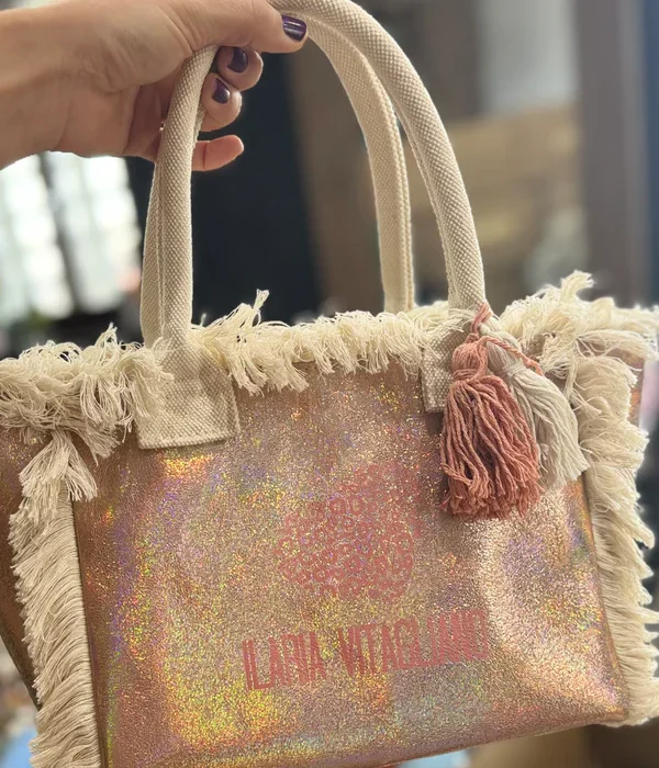 Borsa piccola in tessuto spalmato con logo ILARIA VITAGLIANO