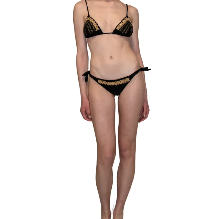 Costume bikini triangolo in lycra con inserti crochet ILARIA VITAGLIANO