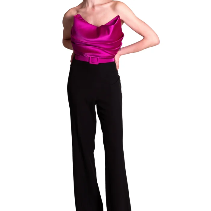 Tuta bicolor con bustier di raso META 4