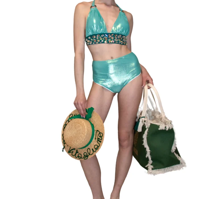 Costume Bikini laminato con fascia strass ILARIA VITAGLIANO
