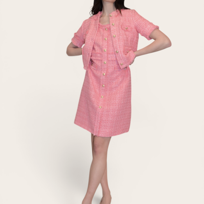 Giacca in tweed rosa con frange a maniche corte WEILL PARIS