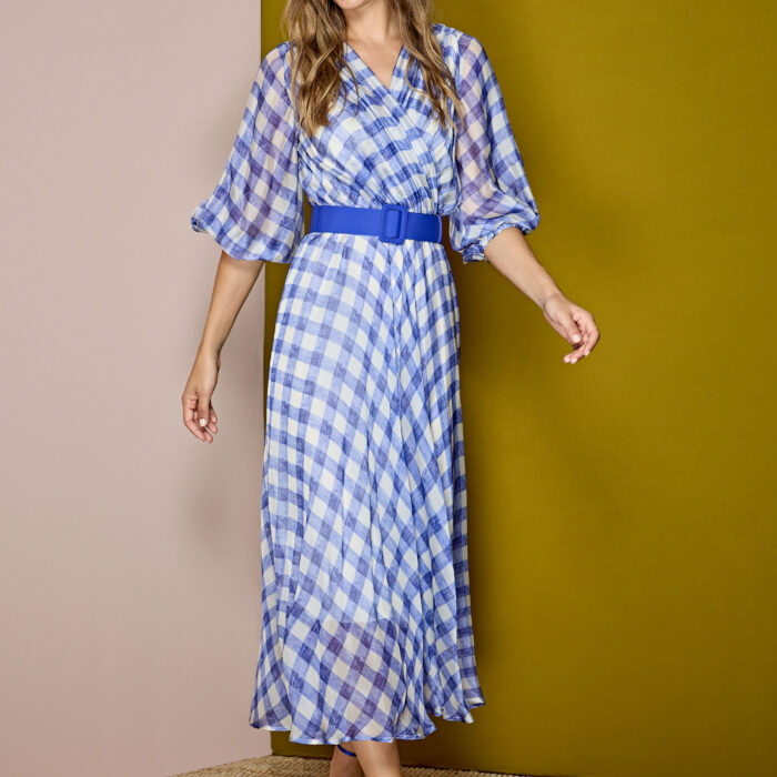Abito midi in chiffon a quadri ALBA CONDE