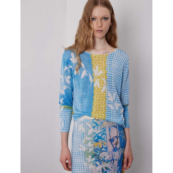 Maglia con scollatura ampia in pattern Delavè Double use JEI’S