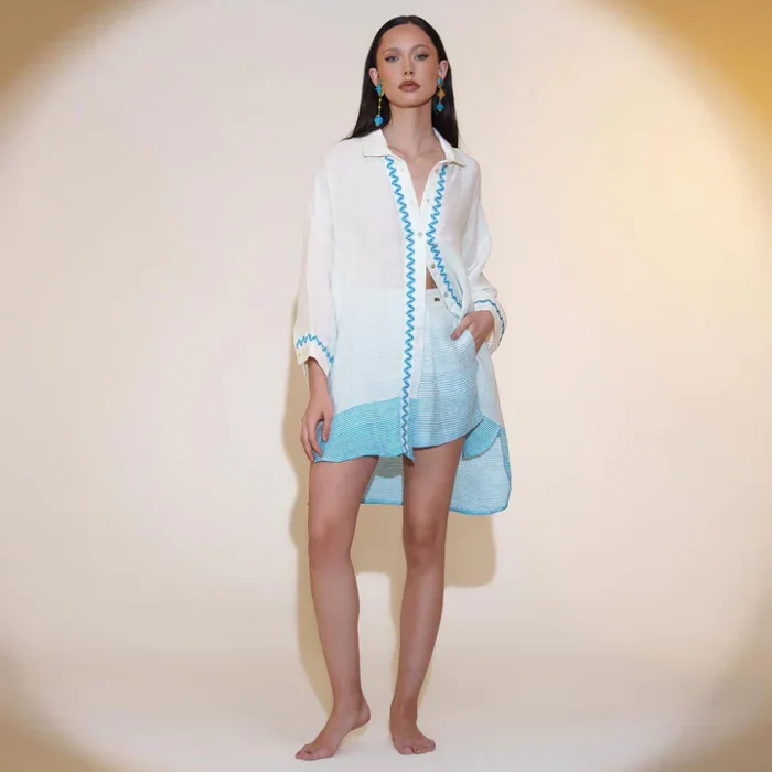 Camicione in misto lino sfumato con filo lurex PHO