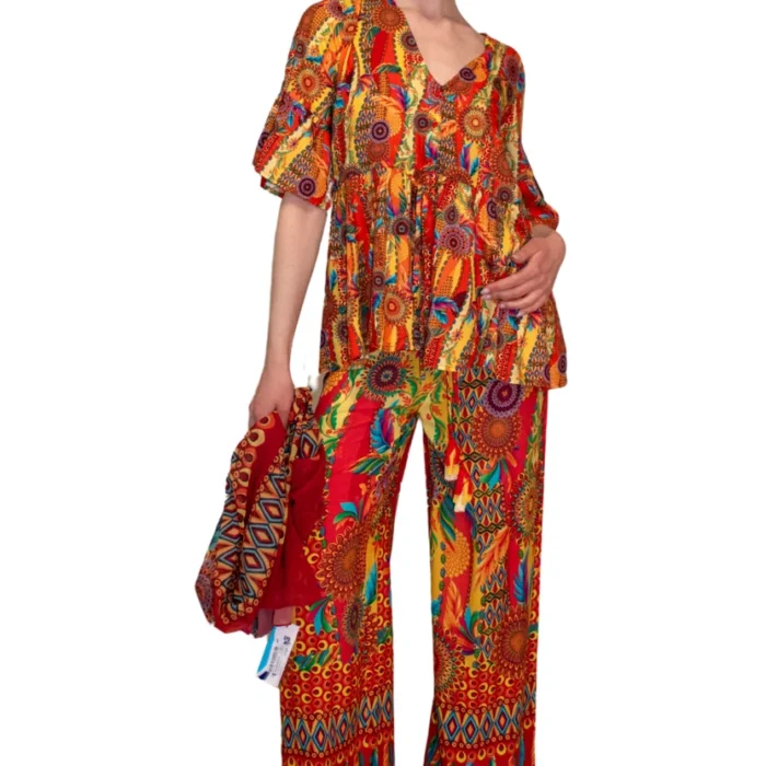 Blusa in viscosa con coulisse fantasia Rio de Janeiro GIADAMARINA