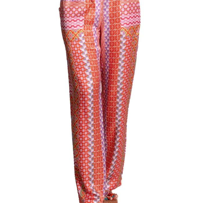 Pantaloni In raso di seta Stampata HALE BOB