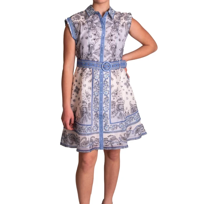 Abito svasato chemisier in organza di seta HALE BOB
