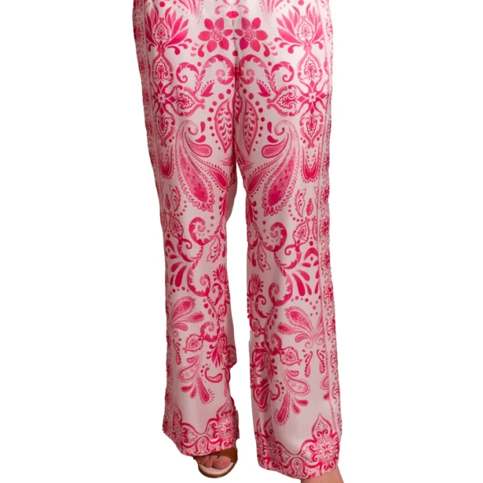Pantaloni palazzo In raso di seta Stampata HALE BOB
