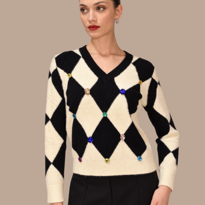 Maglia rombi con applicazioni gioiello Z.O.E.