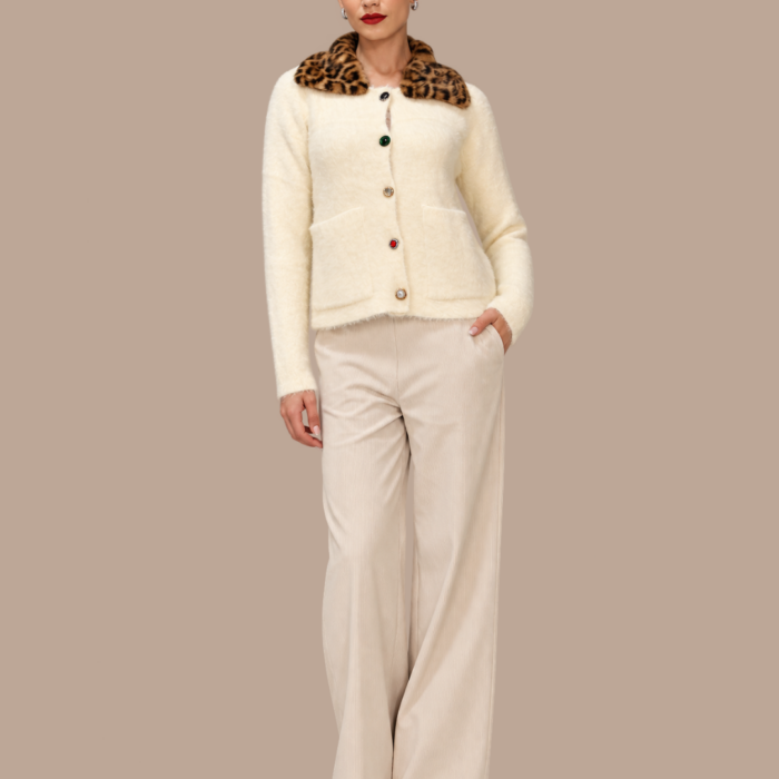 Cardigan peloso con collo maculato Z.O.E.