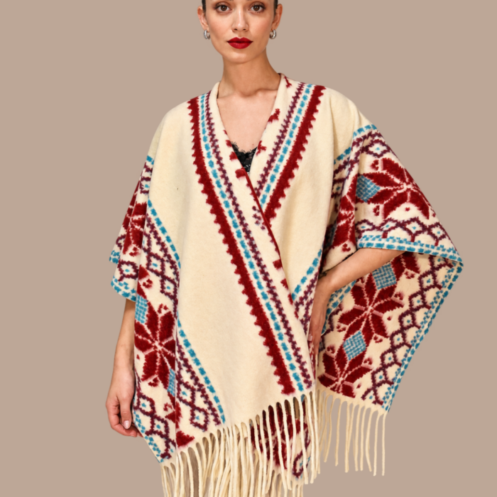 Poncho etnico con frange MEISIE