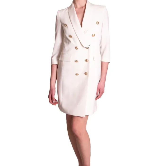 Abito robe-manteau in cady bianco CLO'