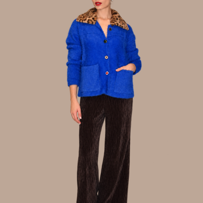 Cardigan peloso con collo maculato Z.O.E.