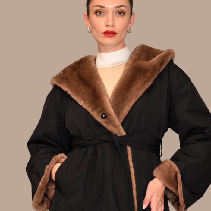 Giacca di nylon reversibile con ecopelliccia VIOLANTI