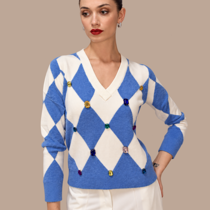 Maglia rombi con applicazioni gioiello Z.O.E.
