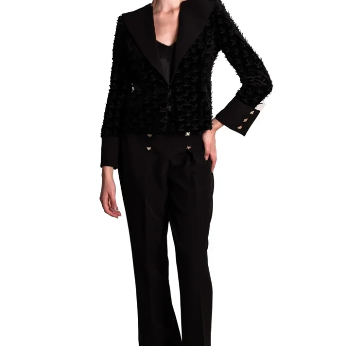 Tailleur con giacca di velluto dettaglio fiocchi CLO'