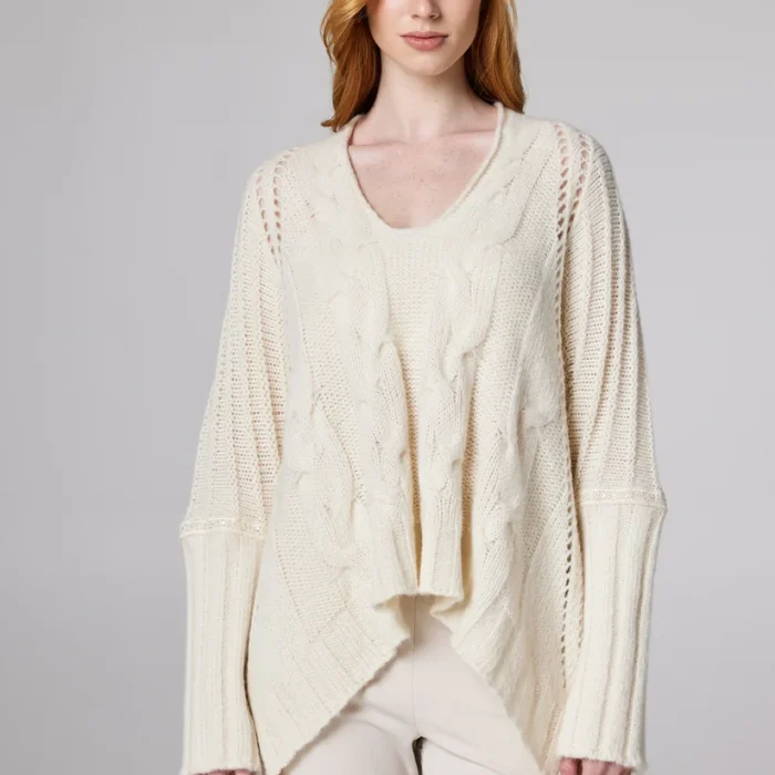 Maglia lunga in misto alpaca lavorazione a trecce MAURIZIO